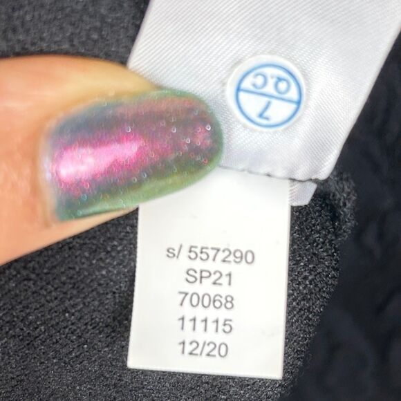 Loft Black Square Neck Puff Sleeve Floral Jacquard T Shirt Top Classic Gothic L - Picture 10 of 10